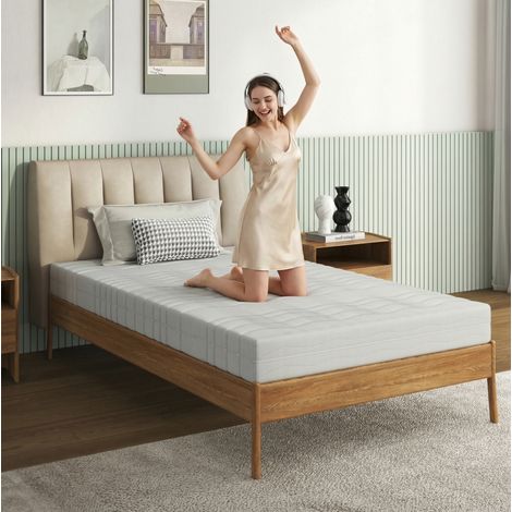 Materasso 120x200 cm in schiuma fredda ergonomica, altezza 13 cm, fodera 3D lavabile, bianco DESVIAE (1/5)