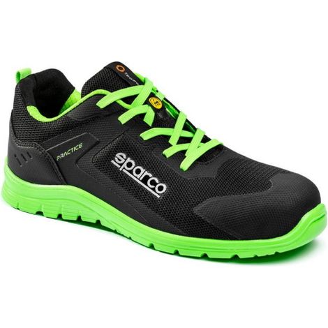 Sparco Practice Keke S1P scarpe da lavoro antinfortunistica nero/verde fluo N.37 in fibra tessile con puntale trattamento antishock traspirante ed antigraffio Nero/Verde Fluo 37 (1/4)
