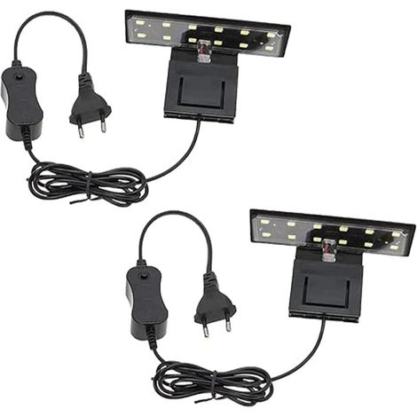 Lampe Aquarium - LED Clip-on - Spectre Complet - Pour Aquariums Douce Eau 23 à 40 cm - 2 Pièces