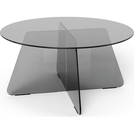 Mesa de centro Norsica 1004, Negro, 40x0x0cm, Diámetro: 80, Vidrio templado, Redonda (1/5)