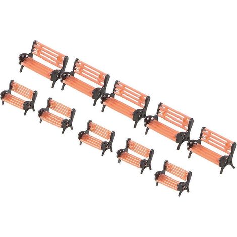 Lot de 10 bancs miniatures en plastique, décoratifs pour jardin, maison de poupée ou maquette.-M (1/4)