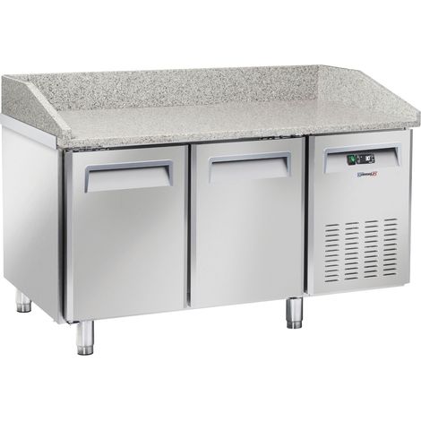 Table réfrigérée pour pizza 2 portes - Profondeur 800mm - L 1 500 x P 800 x H 1 040 mm - 300 W / 230 V - Casselin