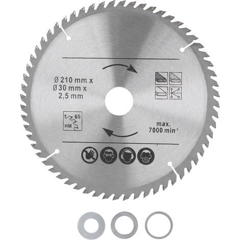Lame de scie circulaire en carbure pour bois, plastique, scie à onglets et scie sur table 210 x 60 x 30 mm 8-1/4 pouces (1/5)