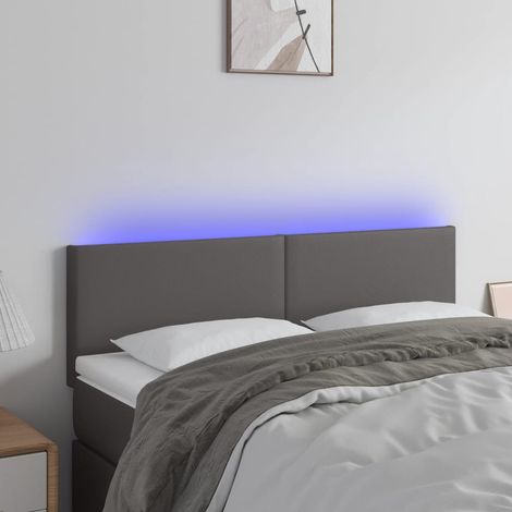 Cabecero con LED cuero sintético negro 144x5x78/88 cm vidaXL