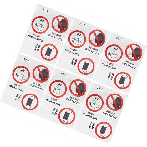 6PCS Autocollants Muralux Avertissement Multilingue pour Établissements Scolaires et Hospitaliers
