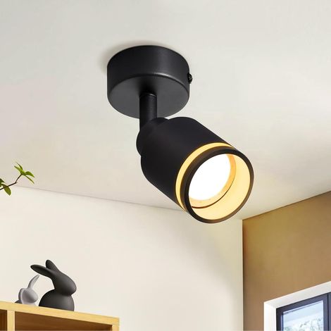 ZMH Plafonnier Noir Plafonnier Moderne : 1 Ampoule Spots de Plafond Pivotants Spots GU10 en Métal Plafonnier Spot Mural Intérieur pour Couloir Bureau Cuisine Salon Chambre sans Ampoule (1/5)