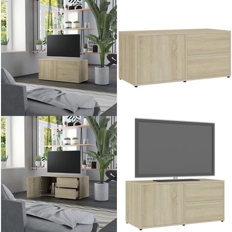TV-Schrank Sonoma-Eiche 80x34x36 cm Holzwerkstoff - TV Schrank - Holzwerkstoff Möbel - Sonoma Eichen Dekoration - Wohnzimmereinrichtung - Fernsehtisch - Home & Living (1/5)