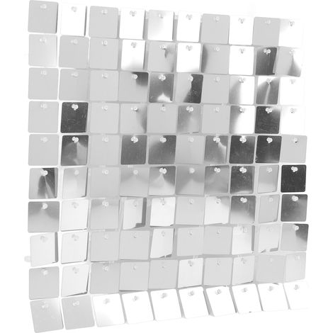 8-teiliges Set Glitzer-Hintergrundpaneele, quadratisch, Pailletten-Wandhintergrund für Geburtstags-, Hochzeits- und Partydekoration, Silber (1/5)