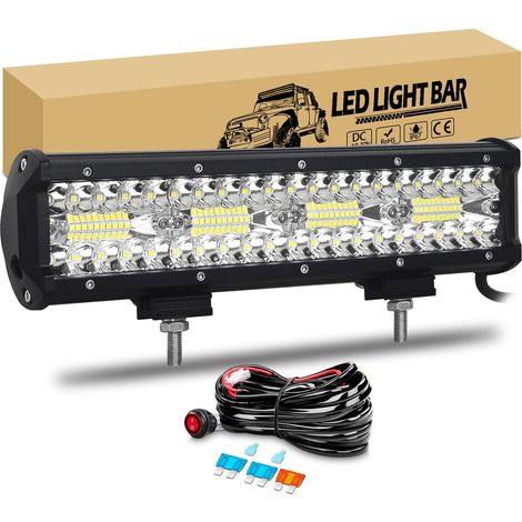 30cm 240W Barre de led 4x4 avec 12V Faisceau de câblage kit, longue portée barre lumineuse pour Offroad Véhicules Voiture camions SUV ATV, 6000K feu antibrouillard (1/5)