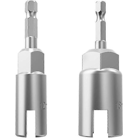 Lot de 2 tournevis à douille à tige hexagonale de 1/4", écrous papillon, clés à douille, embouts pour écrous de panneau, vis, œillets, crochets en C (12 mm, 18 mm) (1/5)