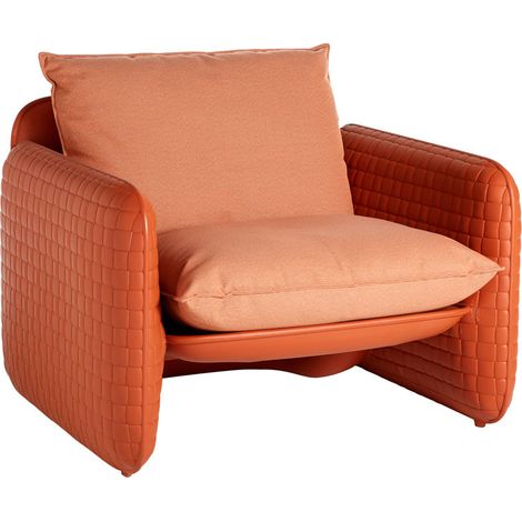 Mara Marrone London - Cuoio arancione originale slide di design per giardino esterno interno colorata moderna polietilene made in Italy sedia seduta poltrona (1/2)