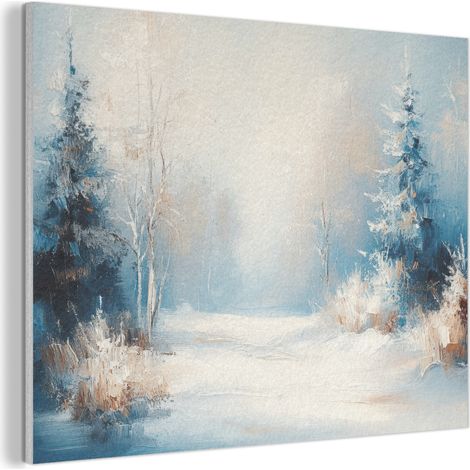 CUADRO ACÚSTICO Bosque - Invierno - Naturaleza - Abstracto - Nieve Adornos Pared 80x60