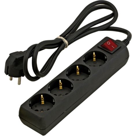Base enchufe múltiple DUOLEC cable 1.5 m negro. 4 tomas -