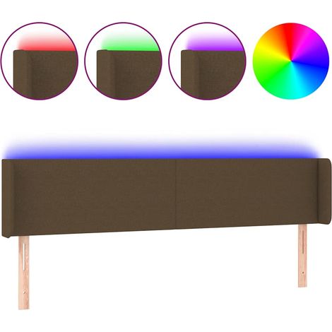 Maison Exclusive - Cabecero con LED de tela marrón oscuro 183x16x (1/5)