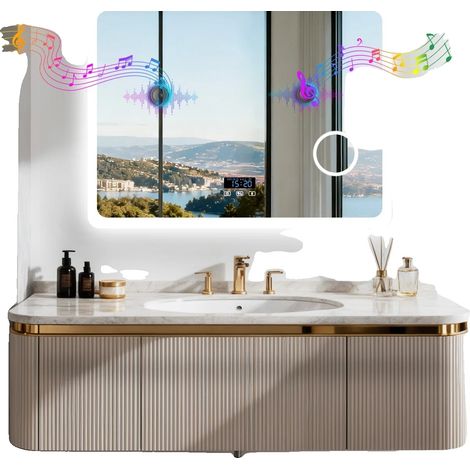 Specchio da bagno, connettività Bluetooth, retroilluminazione dimmerabile, 80x60 cm (1/2)