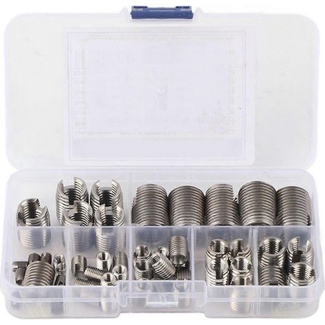 Jeu de 50 inserts de filetage intérieur autotaraudeurs en acier inoxydable pour renforcer le filetage et réparer les filetages