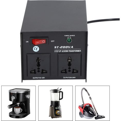 Transformateur de puissance ST-200VA, élévateur de tension 110 V vers 220 V / abaisseur de tension 220 V vers 110 V, prise standard européenne 110 V-120 V / 220 V-240 V (1/5)