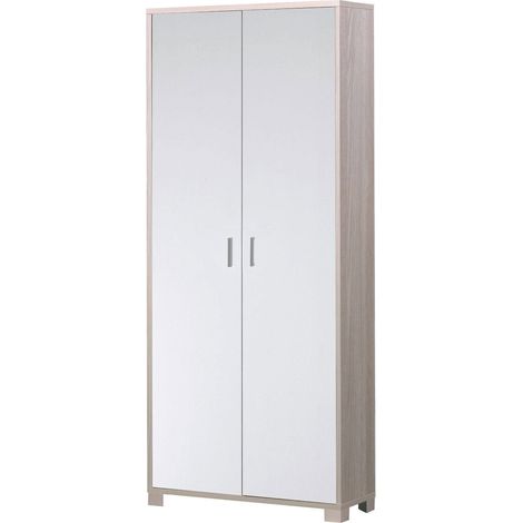 Armadio 2 Ante 83x190x29 cm Olmo Chiaro/Bianco Fiammato (1/2)