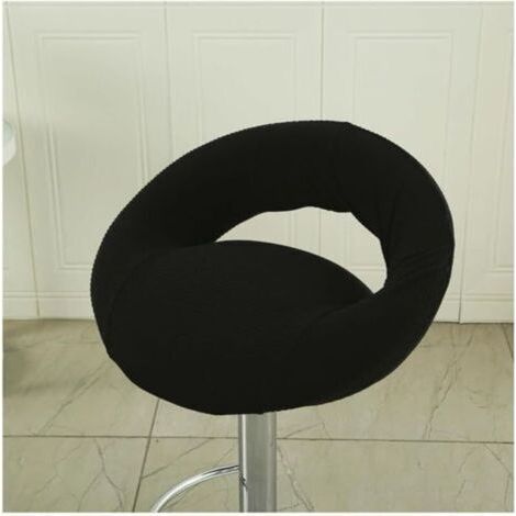 Housse Assise Rond Extensible pour Chaise de Bar avec Dossier Creux, Housse Lavable pour Chaise de Bar, Protège-Tabouret Pivotant de Cuisine(Black,2PCS) (1/4)