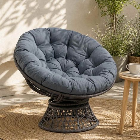 vidaXL Cojín para Silla Papasan VIANEN 100% Poliéster Azul (1/5)