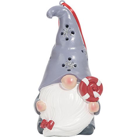 Décoration de sapin de Noël (Chapeau gris bonbon), figurine de nain à suspendre (1/2)