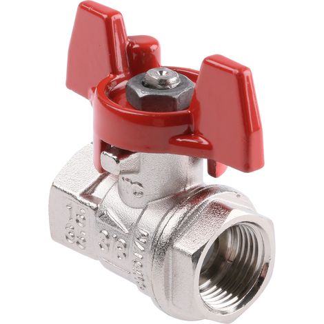 Robinet à boisseau sphérique haute pression en Laiton BSPP 3/8" Poignée Rouge 2 voies ( Prix pour 1 ) (1/2)