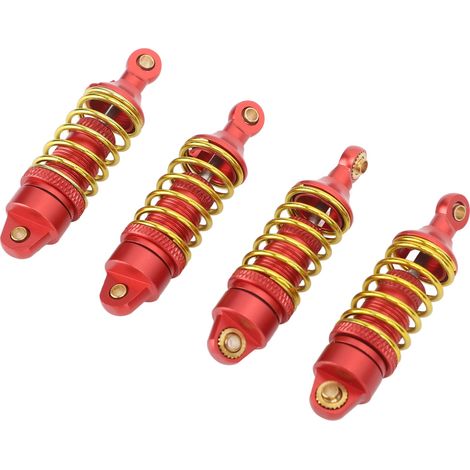 Amortisseurs avant et arrière en alliage d'aluminium, stables et à haute élasticité, pour voiture RC TRAXXAS E Revo 1/16 (rouge). (1/5)