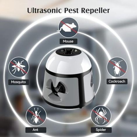 Professionnel Ultrasons Souris à Ultrasons et Rats 360 °,Appareil Ultrason Souris,Répulsif Ultrasons Anti Rongeur Les et la Rats, Souris, Campagnols et Loirs