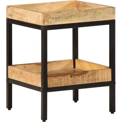 Beistelltisch mit Regal Braun 35 x 35 x 45 cm Massivholz Mango