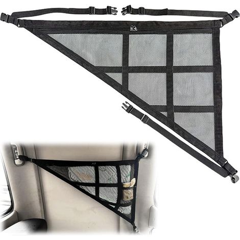 Filet Rangement Voiture Toit Double Couche, Triangle Filet de Rangement pour Voiture Toit Universel Plafond de Voiture Bagages Filet Sac pour Voiture Jeep Van SUV Filet Coffre Voiture, Noir, 7 (1/5)