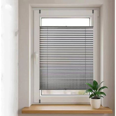 Store plissé, sans perçage, 50 cm x 150 cm, gris, store pour fenêtres et portes, occultant, préserve l'intimité, protection solaire (1/5)