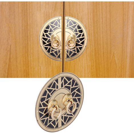 Poignée de meuble antique chinoise en laiton, ronde, à carreaux, pour porte de placard ou fenêtre. Bouton de bibliothèque pour porte de placard ou fenêtre. (1/5)