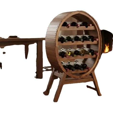 Cave à vin, bois d'acacia, tient 13 bouteilles, Brun (1/2)