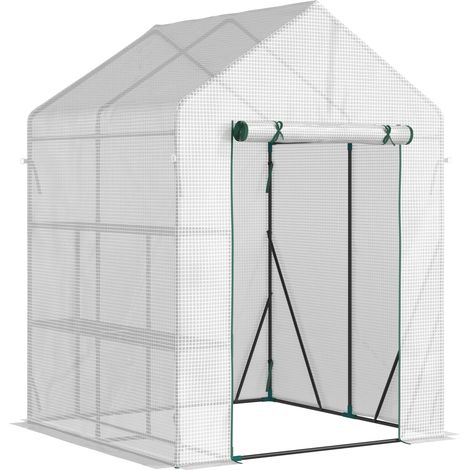 Serre de jardin 2 tablettes LEO blanche (1/4)