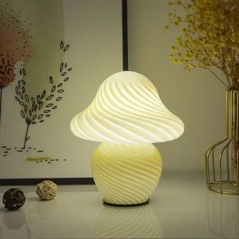 Lampe champignon en verre Lampe de table champignon pour chambre à coucher, 3 couleurs, lampes esthétiques pour chambre à coucher (1/2)
