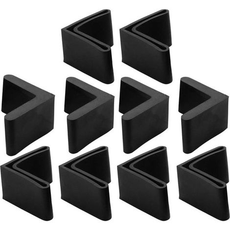 Protectores de esquina para patas de muebles，25 x 25 mm，10 unidades，color negro (1/2)