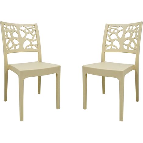 Sedia da bar cucina in polipropilene impilabile TETI Beige Set 2 (1/4)