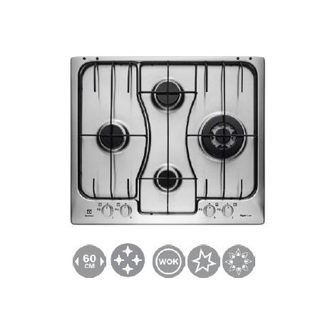 Electrolux piano cottura gas 4 fuochi crosscook rgg6243lox 60 cm acciaio inox da incasso (1/5)