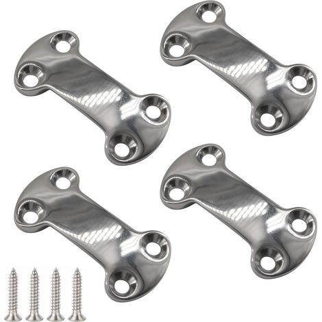 Set di 4 piastre di pressione in acciaio inox 304 per yacht e ponti di imbarcazioni - 25 mm (1/4)