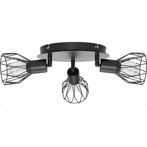 Lámpara de techo metálica de 3 focos, E12, 110V, 9,19 x 9,30 cm, color negro (1/5)
