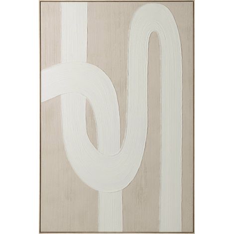 Tableau abstrait blanc et beige en toile - blanc et beige clair (1/4)