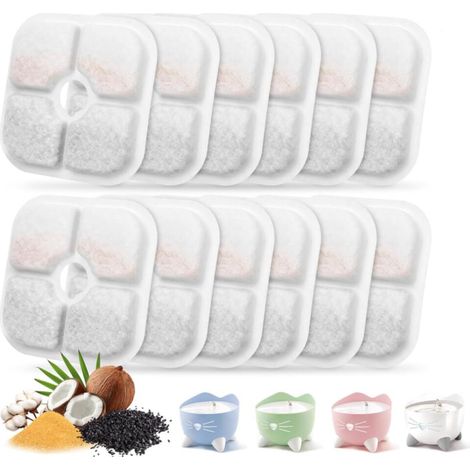 12 Filtres Fontaine à Eau Chat, Compatible avec Fontaines Type Pixi, Triple Filtration avec Charbon Actif & Résine Échangeuse d’Ions, Soutient la Santé Urinaire (1/5)