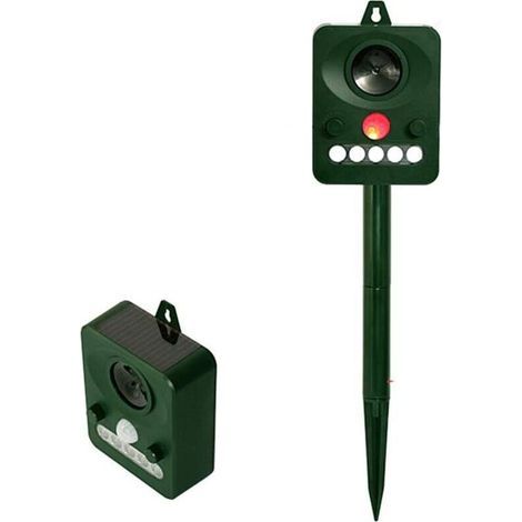 Répulsif solaire à ultrasons pour oiseaux répulsif pour chiens lumière infrarouge stroboscopique répulsif pour animaux son et lumière répulsif pour oiseaux (1/4)