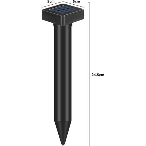 Répulsif solaire ultrasonore vibrant carré petit boîtier noir anti-ravageurs pour jardin, 1 unité (1/3)