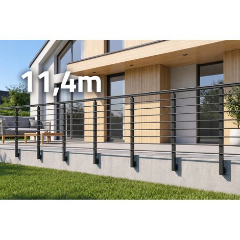 Barandilla de aluminio gris antracita, 11,40 m, para montaje en pared con accesorios - KORAB (1/5)