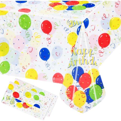 2er Set Tischdecke Luftballons 137x274cm bunt wasserdicht wiederverwendbar