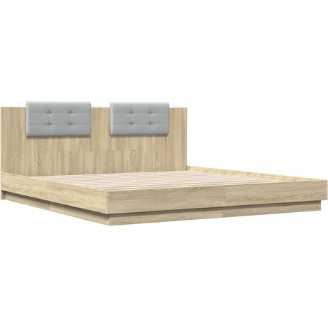 Bed Frame with LED without Mattress Sonoma Oak 160x200 cm vidaXL