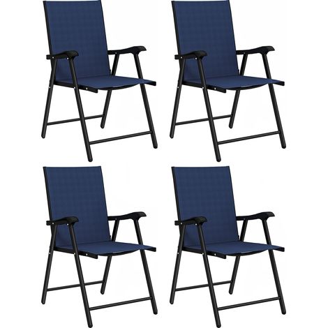 Navy Blue 4-Piece Textilene Folding Garden Chairs (1/5)