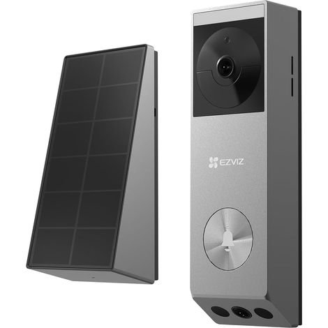 Sonnette sans fil avec caméra de panneau solaire, 2K vidéo Doorbell avec double objectif, détection de personnes/paquet, vision nocturne en couleur, changeur de voix, 32 Go eMMC intégré (1/5)