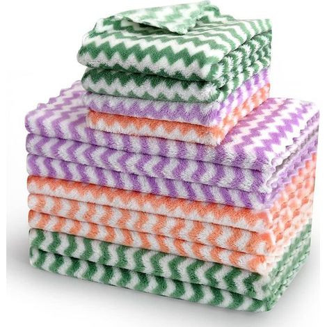 BelleRise - Chiffons de nettoyage en microfibre,lot de 12 torchons, 25 x 25 cm, torchons de cuisine ultra doux et absorbants(couleurs assorties) (1/5)